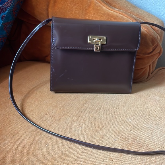 Vintage accordion style brown leather shoulder bag purse - Picture 1 of 9